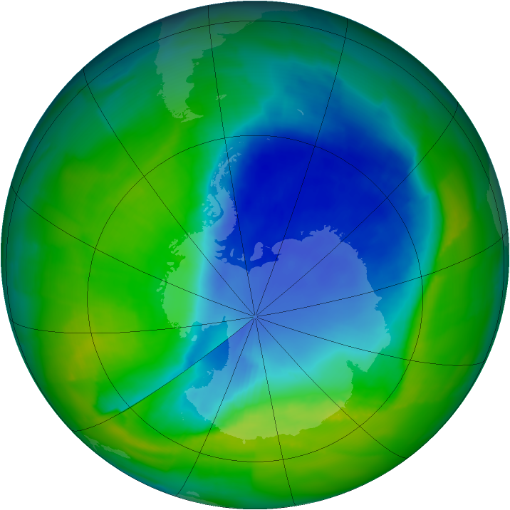 Antarctic ozone map for 25 November 2011